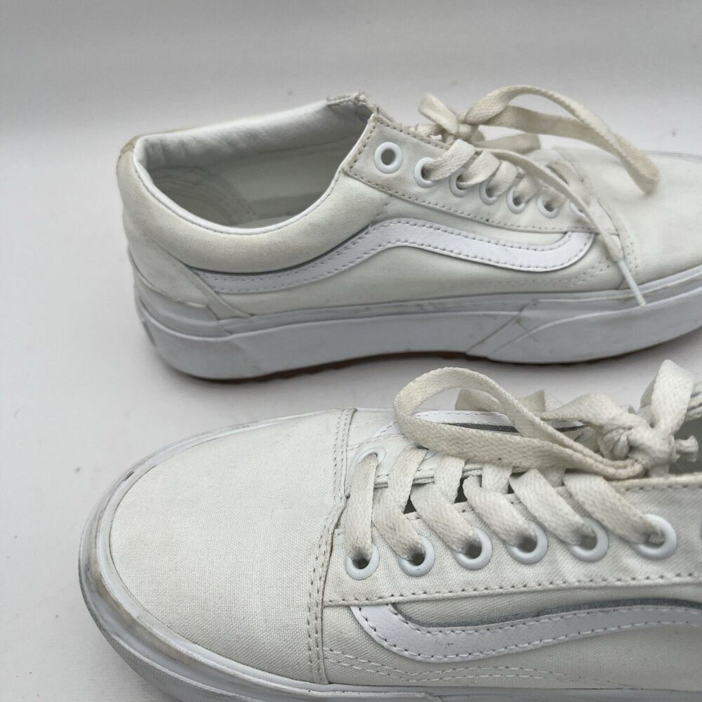 Vans Old Skool Stacked White Platform Sneakers Womens size 8.5 / Mens 7 Shoes - Picture 9 of 16